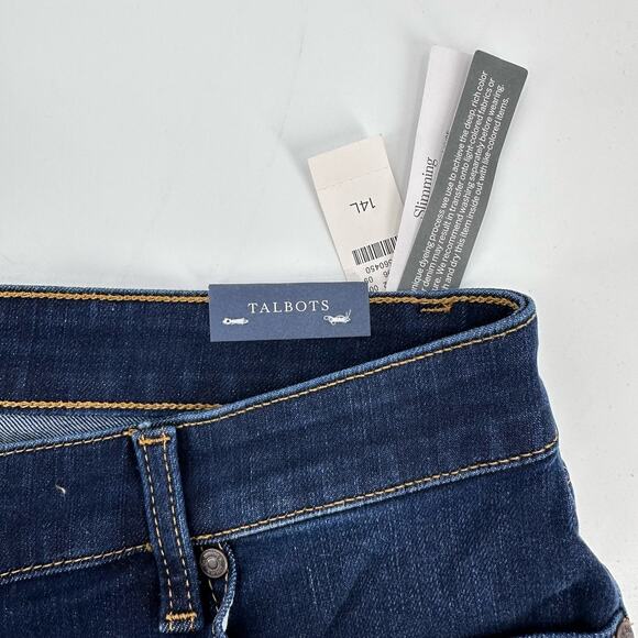 Talbots Slim Ankle Dark Wash Jeans Womens 14L Blue Denim Mid Rise Cotton Blend - Picture 6 of 9